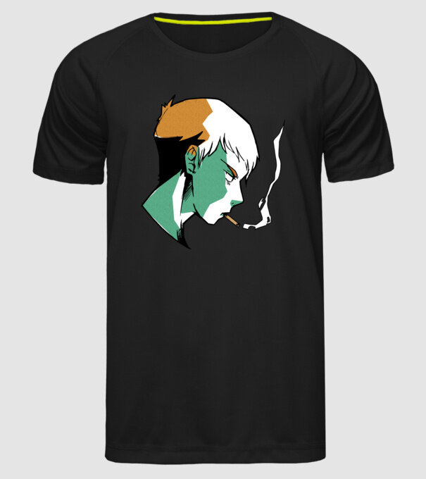 Anime băiat fumător model negru pe tricou