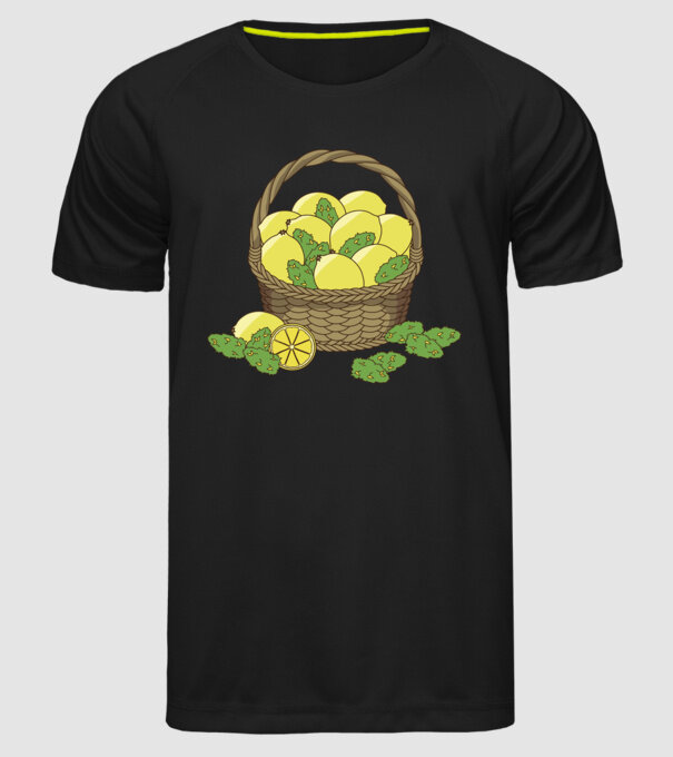 Coș de lămâi model negru pe tricou