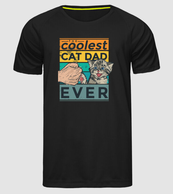 Coolest Cat Dad Ever - Cel mai tare tată cu pisică model negru pe tricou