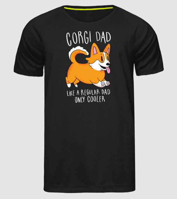 Tată de Corgi model negru pe tricou