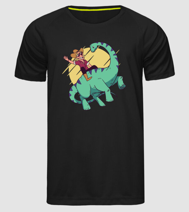 Dinozaur Cowboy model negru pe tricou