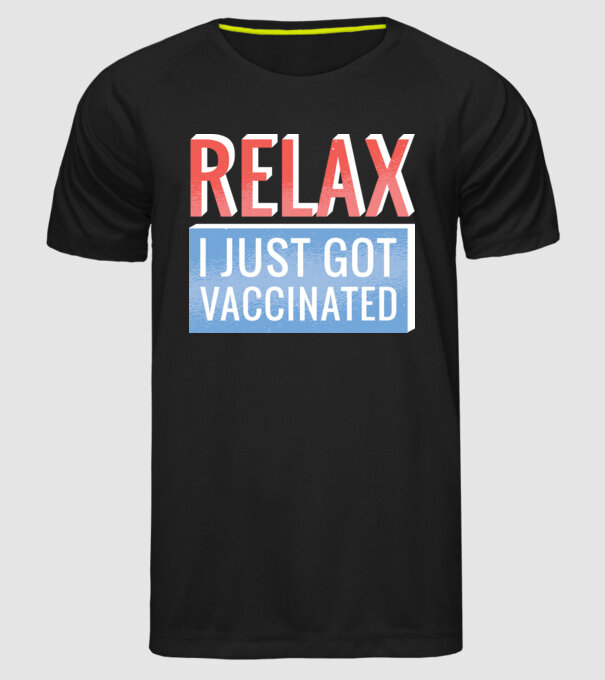 Fii calm, sunt vaccinat model negru pe tricou