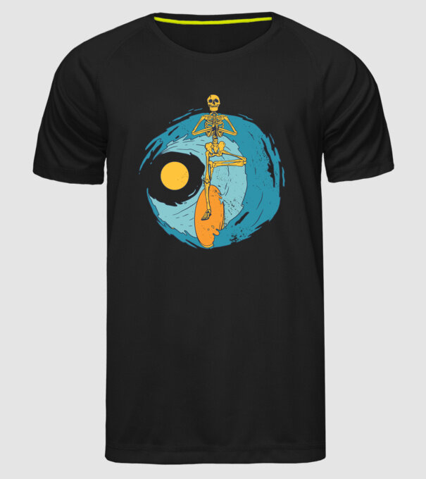 Schelet Surfer model negru pe tricou