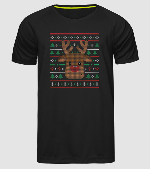 Tricou cu ren pulovăr urât model negru pe tricou