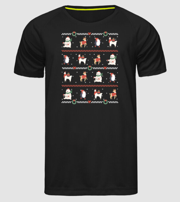 Pulover urât cu Animale drăguțe model negru pe tricou
