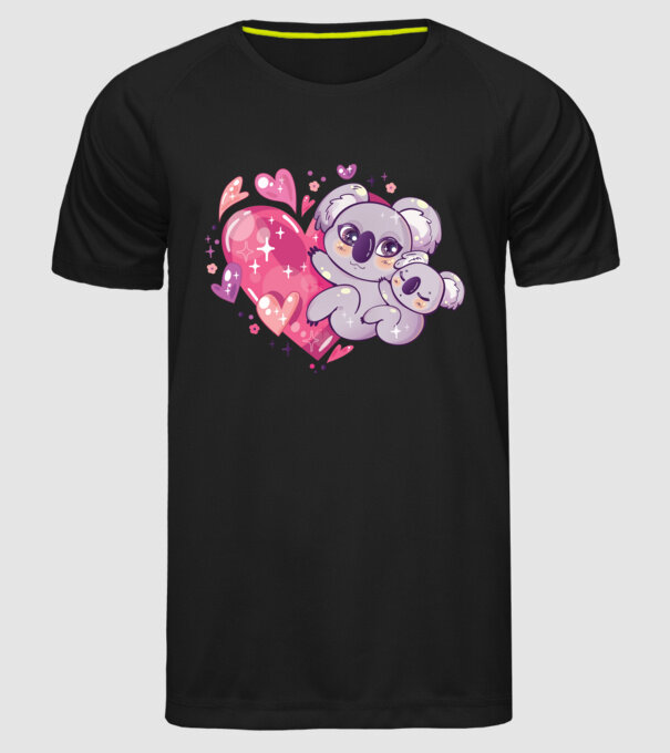 Koala drăguță Anime model negru pe tricou