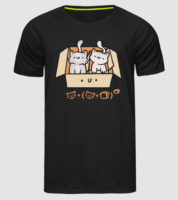 Cutie cu pisică drăguță model negru pe tricou