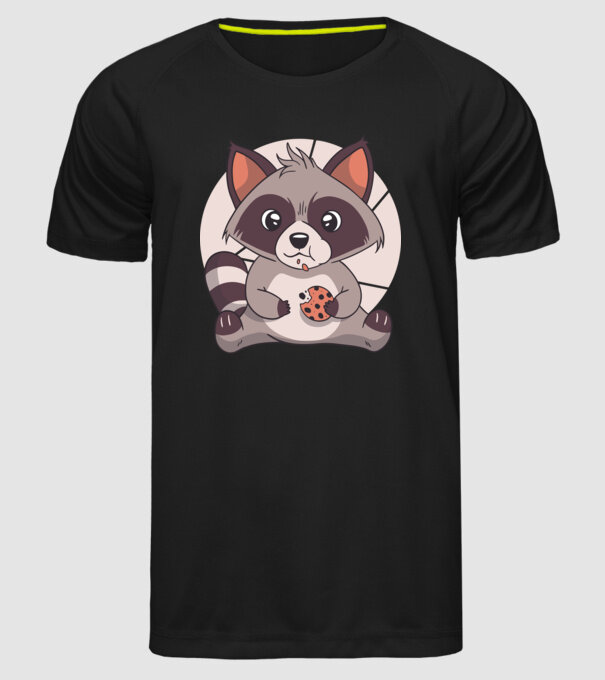 Tricou raton drăguț mâncând biscuiți model negru pe tricou