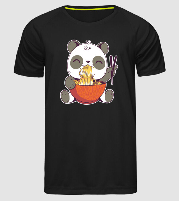 Panda drăguț cu paste model negru pe tricou
