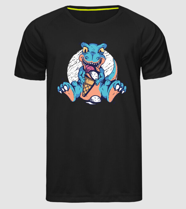 T-rex drăguț cu înghețată model negru pe tricou