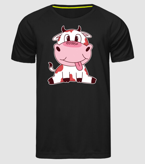 Vacă drăguță model negru pe tricou