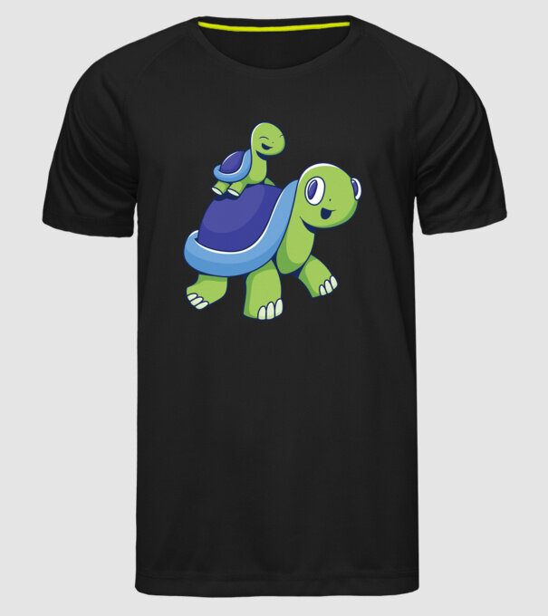Familie țestoase drăguțe model negru pe tricou