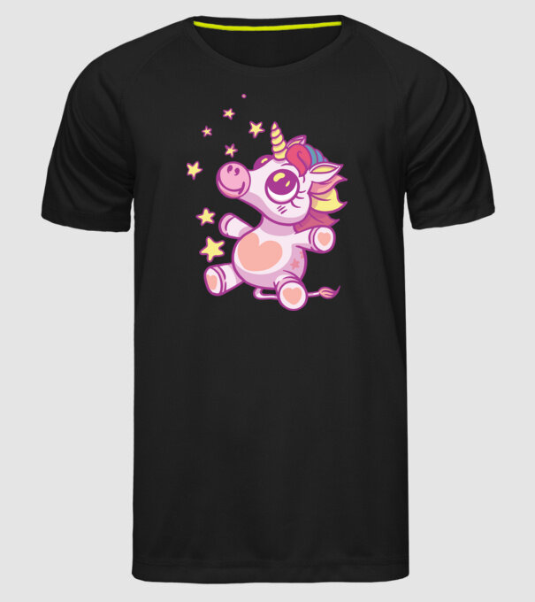 Unicorn drăguț model negru pe tricou