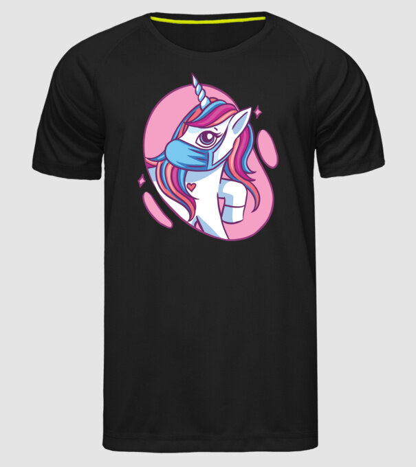 Unicorn drăguț cu mască model negru pe tricou