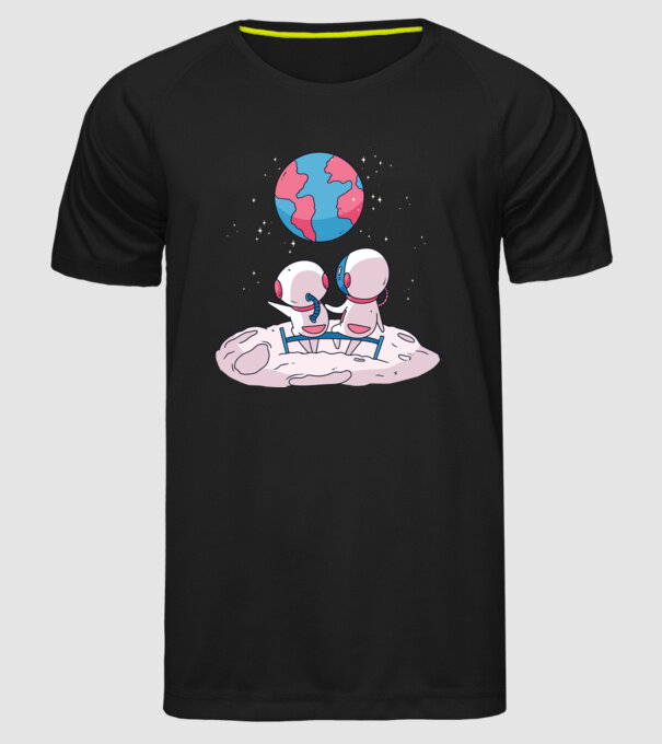 Astronauți drăguți model negru pe tricou