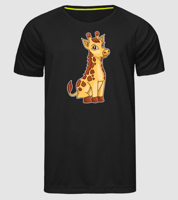 Girafă drăguță model negru pe tricou