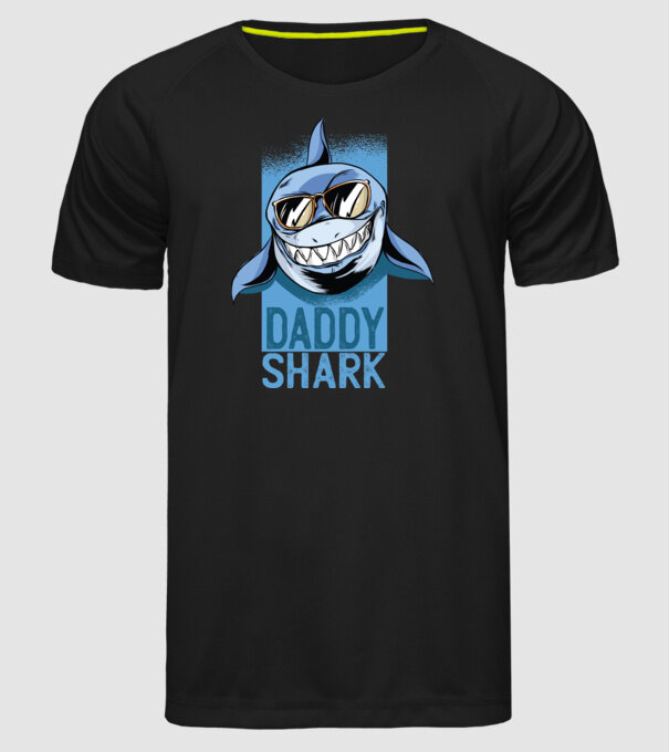 Daddy Shark tricou pentru tata model negru pe tricou