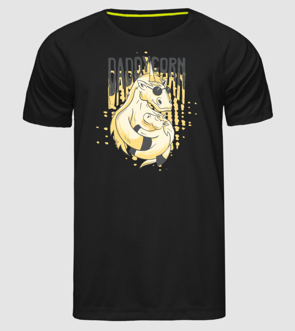 Daddycorn - Tată Unicorn model negru pe tricou