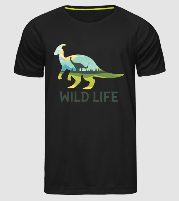 Dinosaur model negru pe tricou