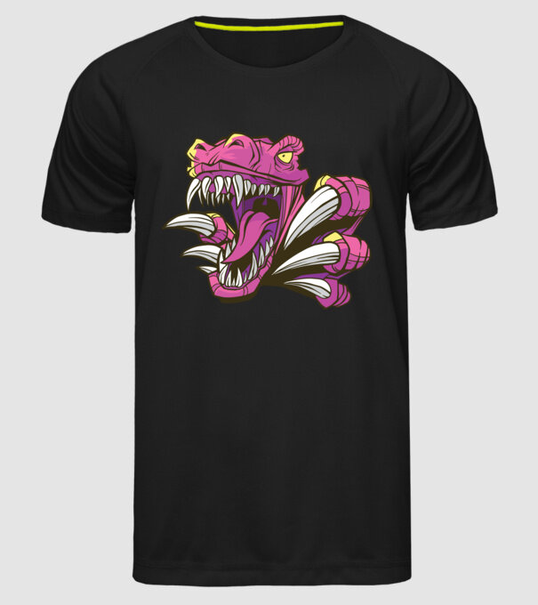 Gheare de dinozaur model negru pe tricou