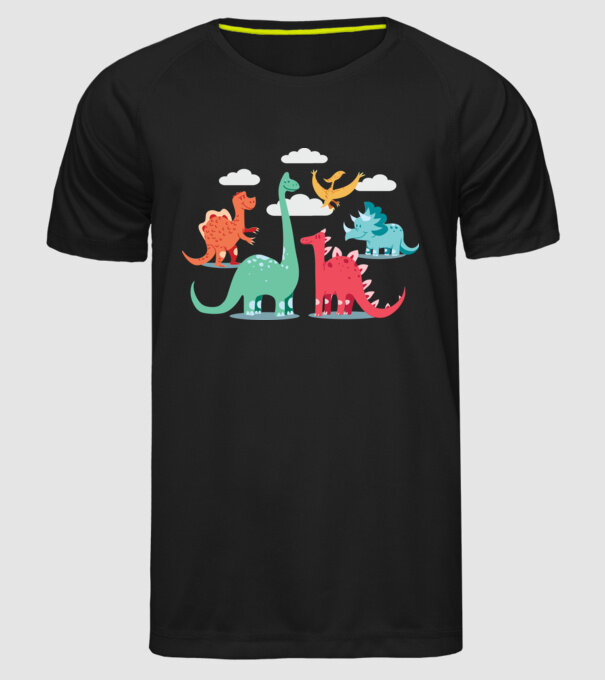 Dinozauri model negru pe tricou