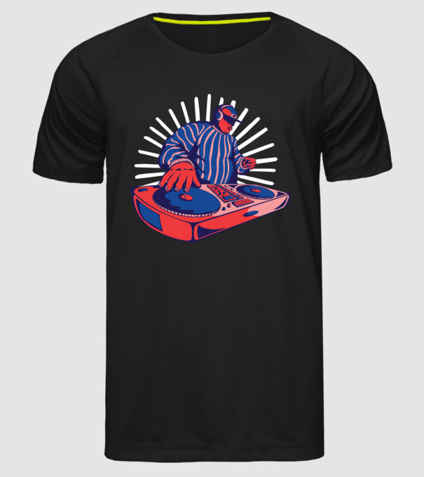 DJ disc jockey model negru pe tricou