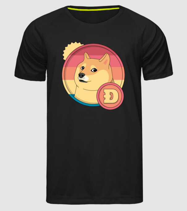Doge Coin model negru pe tricou