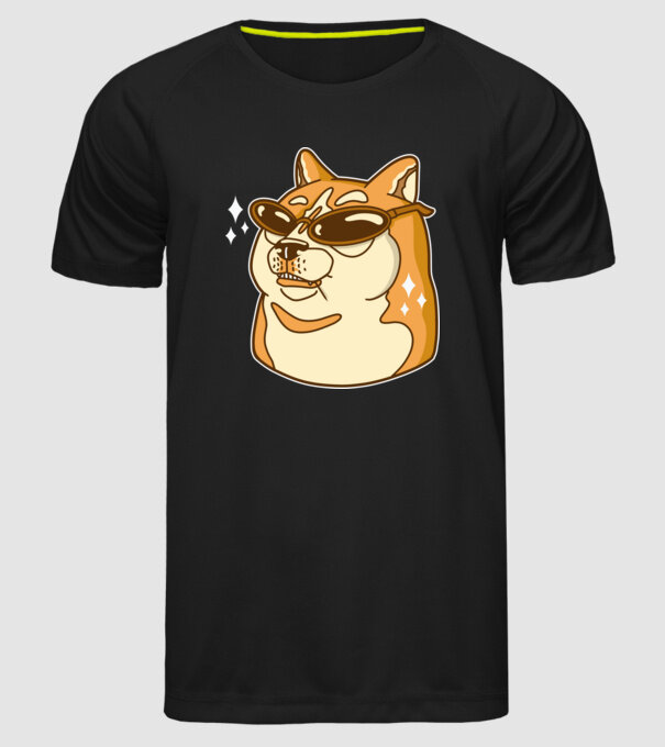 Doge Coin model negru pe tricou