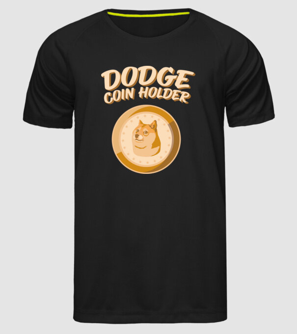 Doge Coin Holder model negru pe tricou