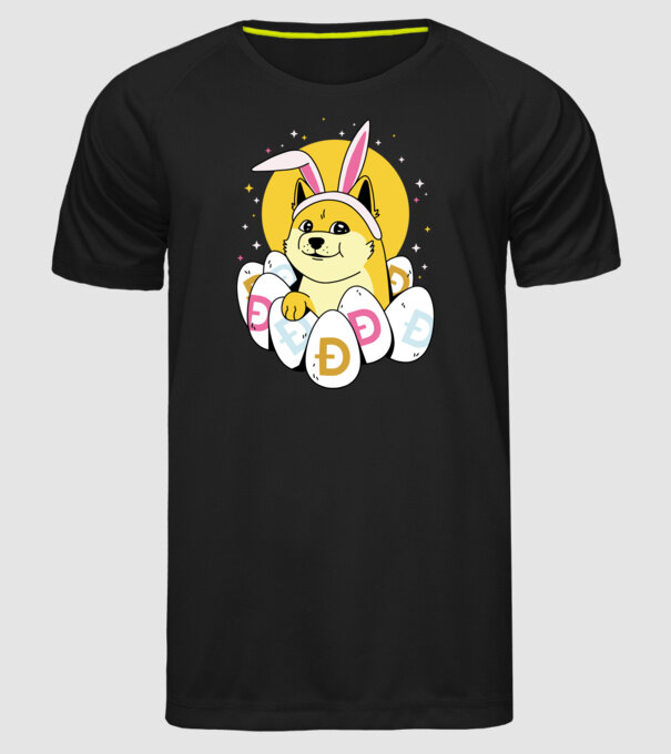 Dogecoin Paște model negru pe tricou
