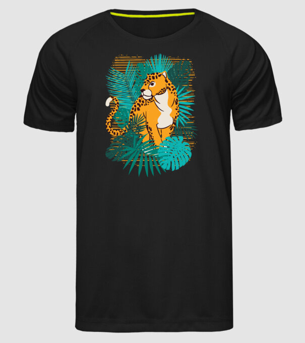 Jaguar junglă model negru pe tricou