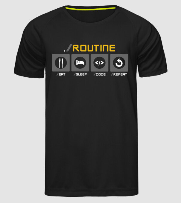 Eat sleep code repeat - rutină zilnică developer model negru pe tricou