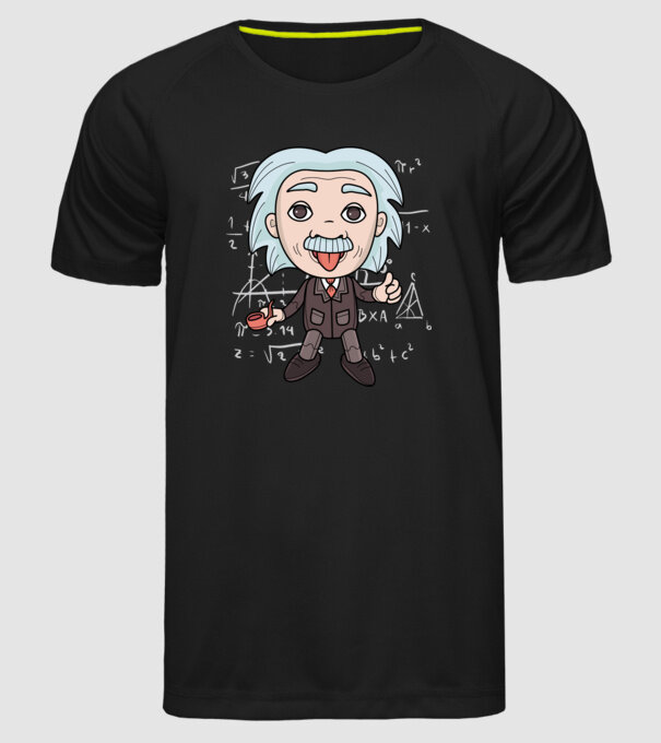 Caricatură Einstein model negru pe tricou