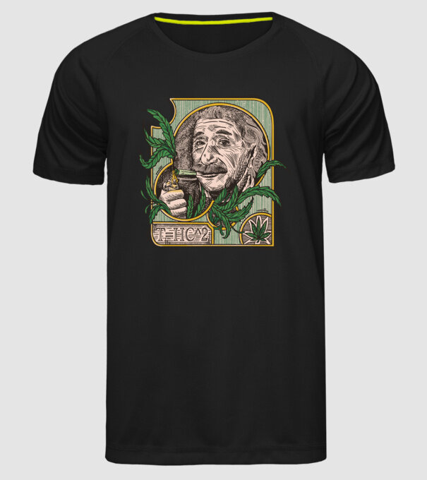Einstein Marijuana THC model negru pe tricou