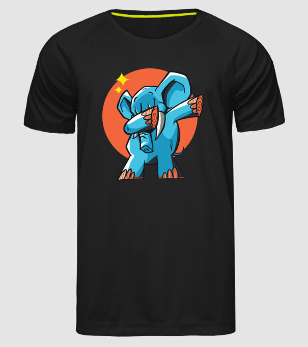 Elefant DAB model negru pe tricou