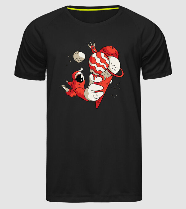 Astronaut cu Înghețată model negru pe tricou