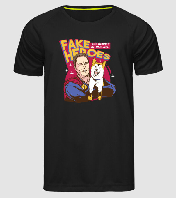 Fake Hero Elon Musk model negru pe tricou