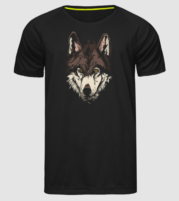 Cap de lup model negru pe tricou