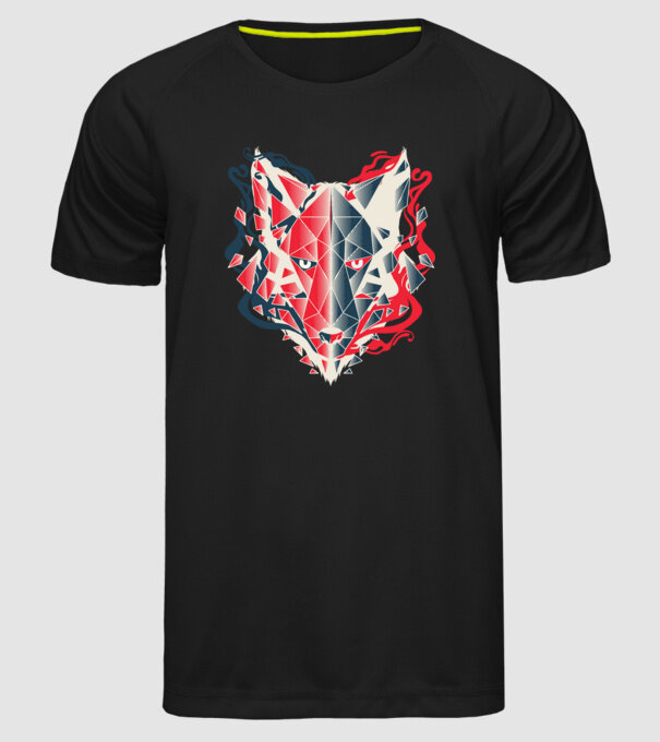 Wolf Head model negru pe tricou