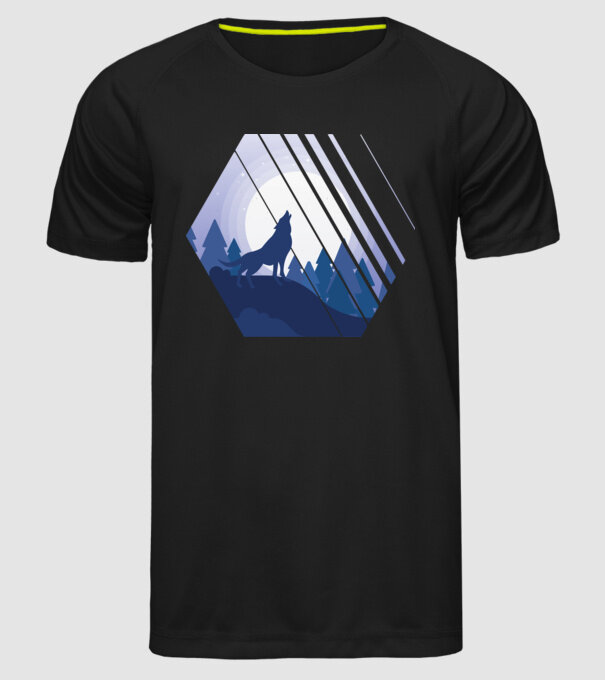 Urlet de lup model negru pe tricou