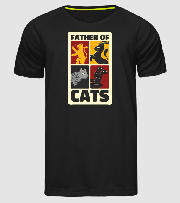 Father of Cats Game of Thrones parodie model negru pe tricou