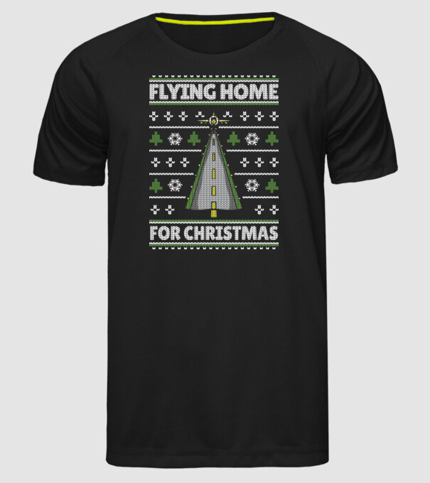 Flying Home for Christmas Pulover urât model negru pe tricou