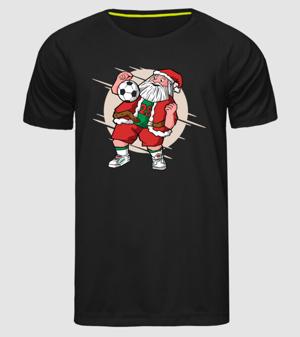 Moș Crăciun Fotbalist model negru pe tricou
