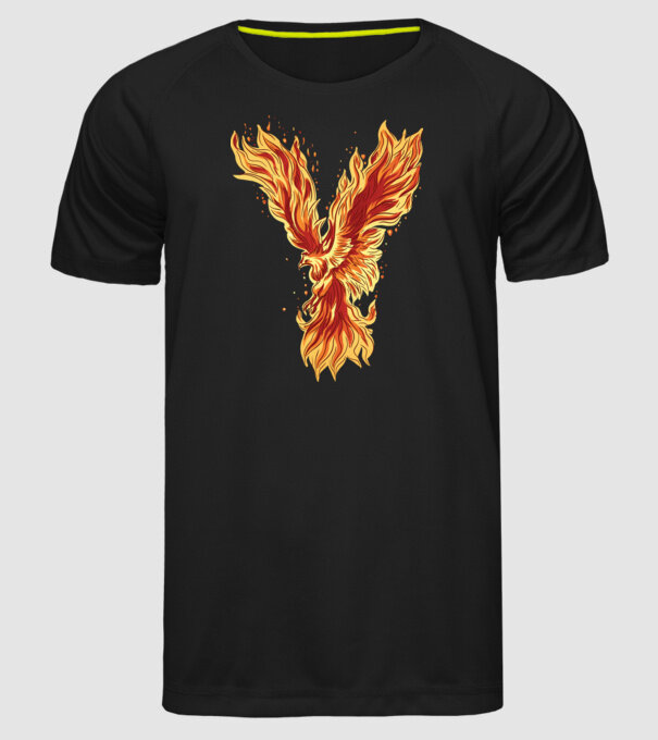 Pasărea Phoenix model negru pe tricou
