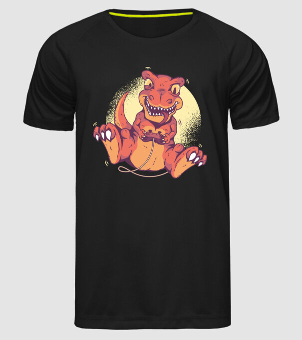 Dinozaur Gamer tricou model negru pe tricou