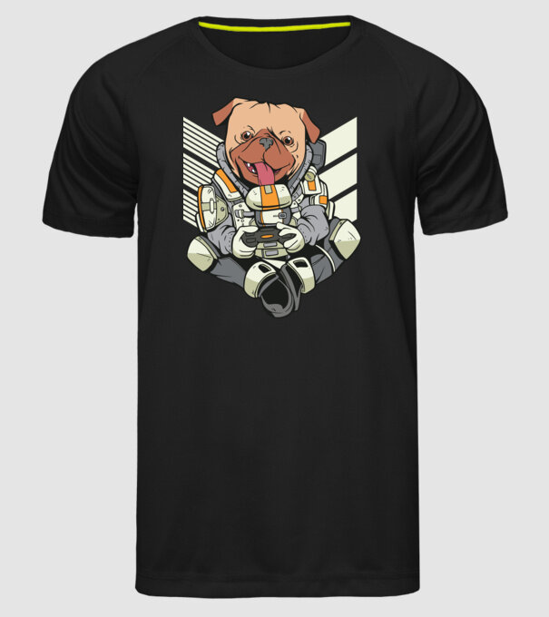 Mops Gamer model negru pe tricou