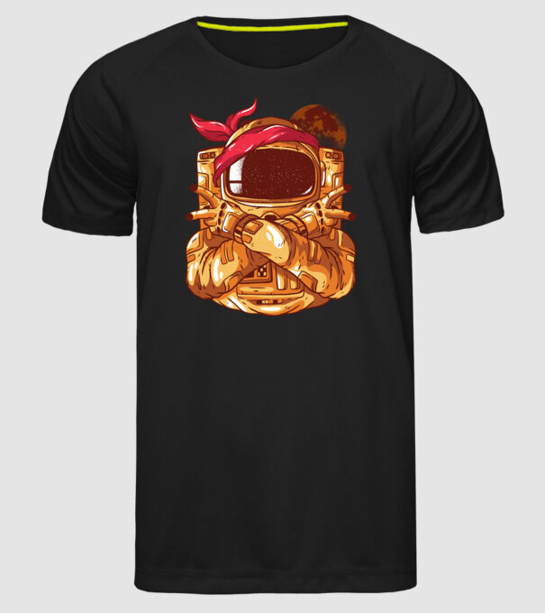 Gangsta Astronaut astronaut rapper model negru pe tricou