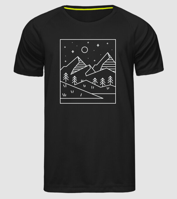 Peisaj geometric model negru pe tricou