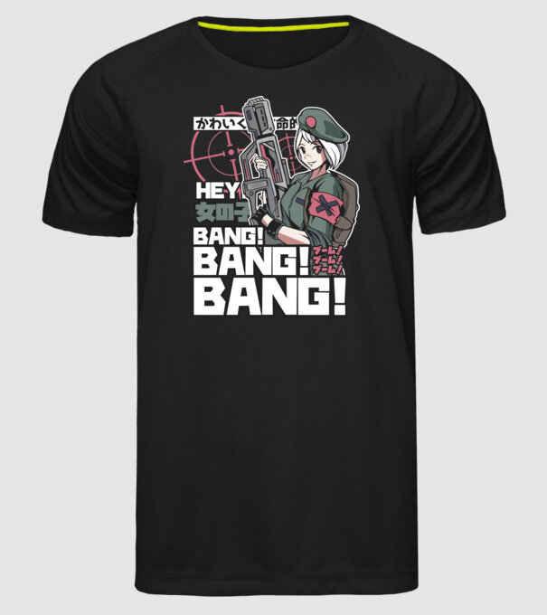 Fată Anime Gerilla model negru pe tricou