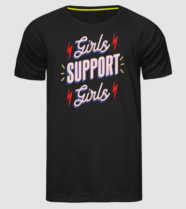 Girls Support Girls Ziua Femeii model negru pe tricou